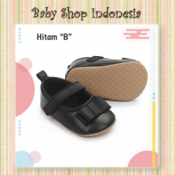 S1003 Sepatu Bayi Putih Sepatu Prewalker Import Bayi Perempuan Putih Classic Bow Hitam  large